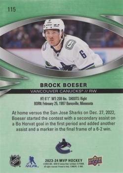 2023-24 Upper Deck MVP - Green Script #115 Brock Boeser Back
