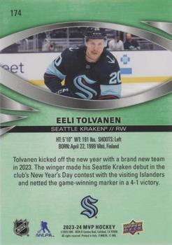 2023-24 Upper Deck MVP - Green Script #174 Eeli Tolvanen Back