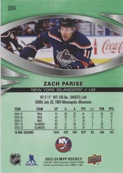 2023-24 Upper Deck MVP - Green Script #204 Zach Parise Back