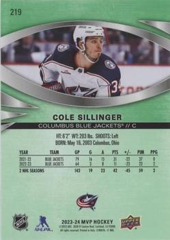 2023-24 Upper Deck MVP - Green Script #219 Cole Sillinger Back