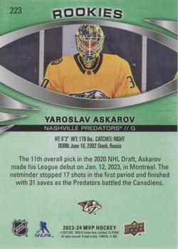 2023-24 Upper Deck MVP - Green Script #223 Yaroslav Askarov Back