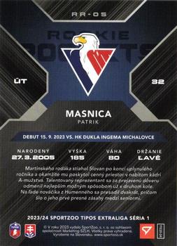 2023-24 SportZoo Tipos Extraliga - Rookie Rockets #RR-05 Patrik Masnica Back
