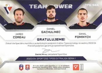2023-24 SportZoo Tipos Extraliga - Team Power Autograph #TPS-SBA Jared Coreau / Daniel Gachulinec / Daniil Fominykh Back