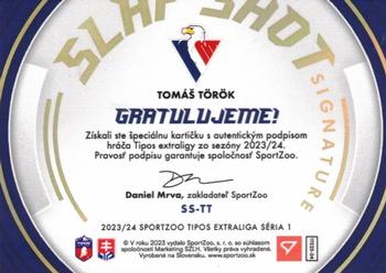 2023-24 SportZoo Tipos Extraliga - Slapshot Signature #SS-TT Tomas Torok Back