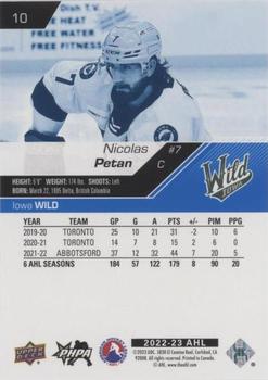 2022-23 Upper Deck AHL - Blue #10 Nicolas Petan Back