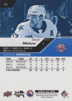 2022-23 Upper Deck AHL - Blue #15 Sean Malone Back
