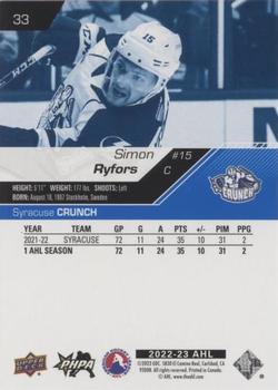 2022-23 Upper Deck AHL - Blue #33 Simon Ryfors Back