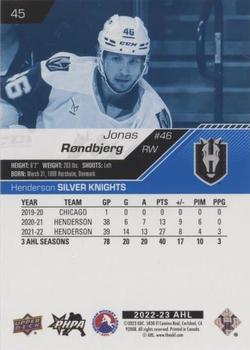 2022-23 Upper Deck AHL - Blue #45 Jonas Rondbjerg Back