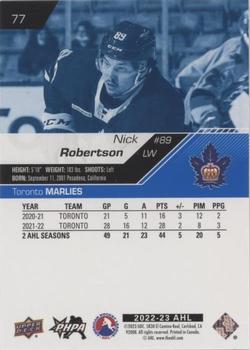 2022-23 Upper Deck AHL - Blue #77 Nick Robertson Back