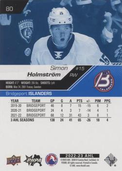 2022-23 Upper Deck AHL - Blue #80 Simon Holmstrom Back