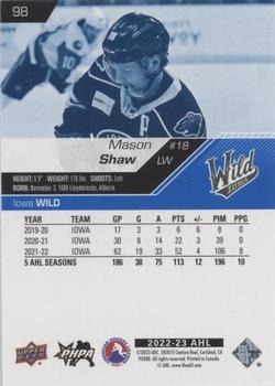 2022-23 Upper Deck AHL - Blue #98 Mason Shaw Back