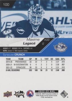 2022-23 Upper Deck AHL - Blue #100 Maxime Lagace Back