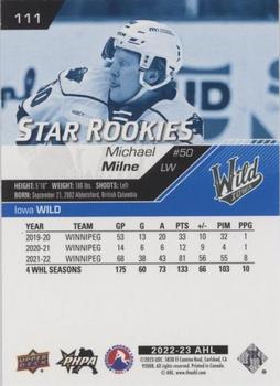 2022-23 Upper Deck AHL - Blue #111 Michael Milne Back