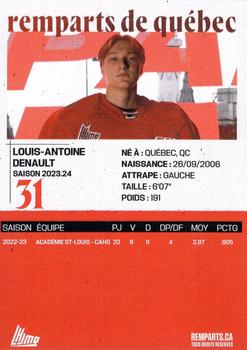 2023-24 Quebec Remparts (QMJHL) #NNO Louis-Antoine Denault Back