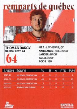 2023-24 Quebec Remparts (QMJHL) #NNO Thomas Darcy Back