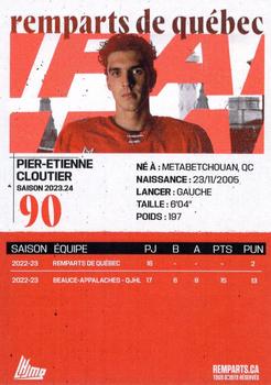 2023-24 Quebec Remparts (QMJHL) #NNO Pier-Etienne Cloutier Back