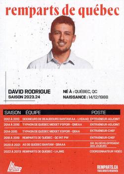 2023-24 Quebec Remparts (QMJHL) #NNO David Rodrigue Back
