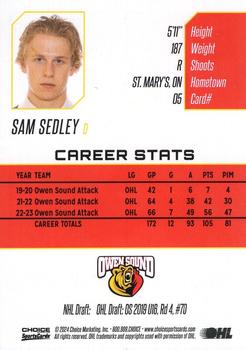 2023-24 Choice Owen Sound Attack (OHL) #05 Sam Sedley Back
