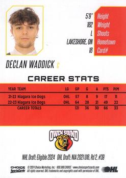 2023-24 Choice Owen Sound Attack (OHL) #16 Declan Waddick Back