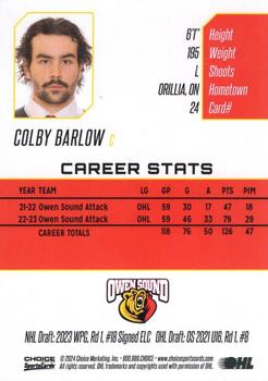 2023-24 Choice Owen Sound Attack (OHL) #24 Colby Barlow Back