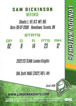 2023-24 Choice London Knights (OHL) #08 Sam Dickinson Back
