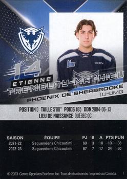 2023-24 Extreme Sherbrooke Phoenix (QMJHL) #NNO Etienne Tremblay-Mathieu Back