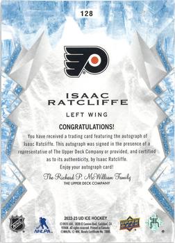 2022-23 Upper Deck Ice - Autographs White Snowflake #128 Isaac Ratcliffe Back