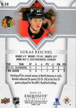 2022-23 Upper Deck Ice - Exquisite Collection Rookies #R30 Lukas Reichel Back