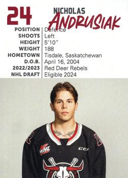 2023-24 Red Deer Rebels (WHL) #NNO Nicholas Andrusiak Back