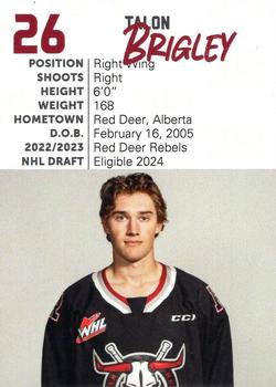 2023-24 Red Deer Rebels (WHL) #NNO Talon Brigley Back