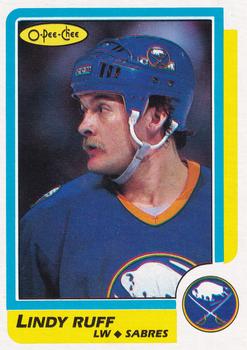 1986-87 O-Pee-Chee - Blank Back #4 Lindy Ruff Front