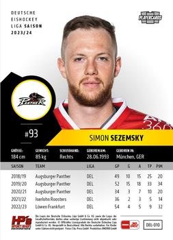2023-24 Playercards (DEL) #010 Simon Sezemsky Back