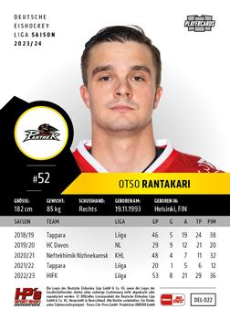 2023-24 Playercards (DEL) #022 Otso Rantakari Back
