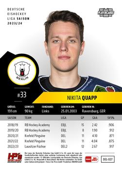 2023-24 Playercards (DEL) #027 Nikita Quapp Back