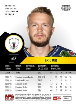 2023-24 Playercards (DEL) #031 Eric Mik Back