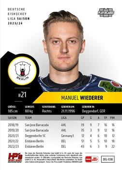 2023-24 Playercards (DEL) #038 Manuel Wiederer Back