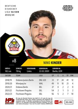 2023-24 Playercards (DEL) #060 Nino Kinder Back