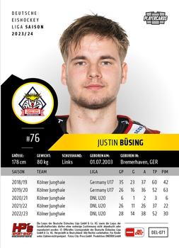 2023-24 Playercards (DEL) #071 Justin Büsing Back