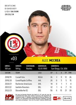 2023-24 Playercards (DEL) #078 Alec Mccrea Back