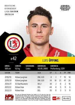 2023-24 Playercards (DEL) #092 Luis Üffing Back