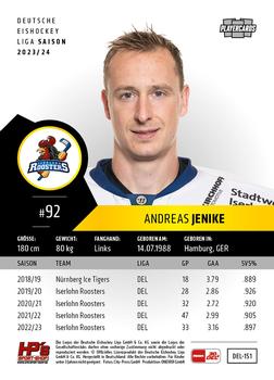2023-24 Playercards (DEL) #151 Andreas Jenike Back