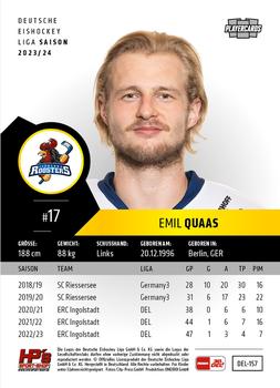 2023-24 Playercards (DEL) #157 Emil Quaas Back