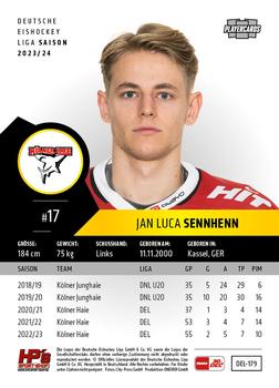 2023-24 Playercards (DEL) #179 Jan Luca Sennhenn Back