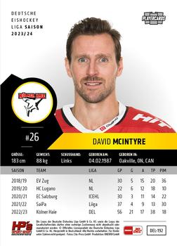 2023-24 Playercards (DEL) #192 David Mcintyre Back