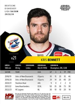 2023-24 Playercards (DEL) #215 Kris Bennett Back