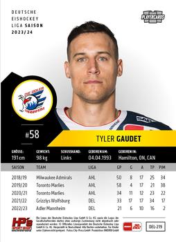2023-24 Playercards (DEL) #219 Tyler Gaudet Back