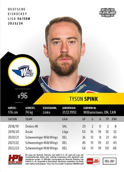 2023-24 Playercards (DEL) #287 Tyson Spink Back