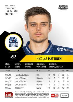 2023-24 Playercards (DEL) #310 Nicolas Mattinen Back