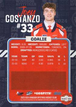 2023-24 Windsor Spitfires (OHL) #NNO Joey Costanzo Back