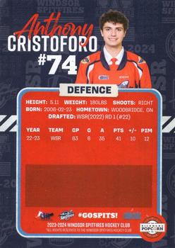 2023-24 Windsor Spitfires (OHL) #NNO Anthony Cristoforo Back
